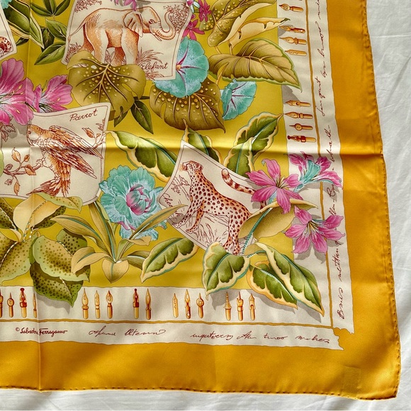 [SOLD] Authentic Salvatore Ferragamo Silk Scarf, Rare Animal Print, EUC - Picture 6 of 14